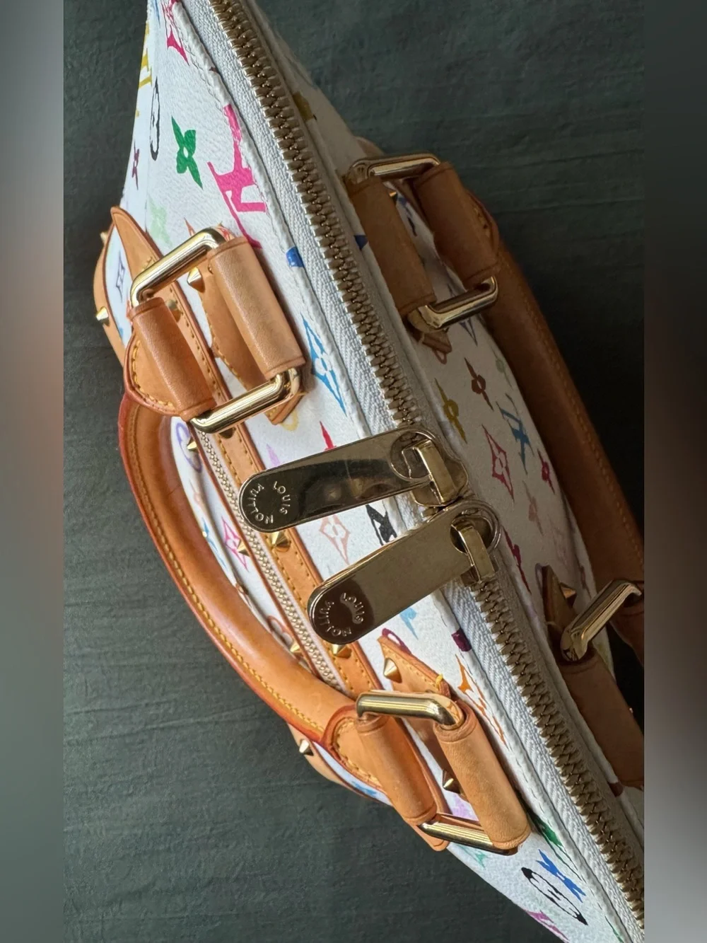 Authentic Louis Vuitton - Takashi Murakami - Multicolor Monogram Alma Handbag